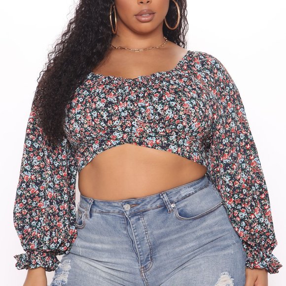 Steal The Attention Floral Crop Top - Black/combo - Picture 2 of 5